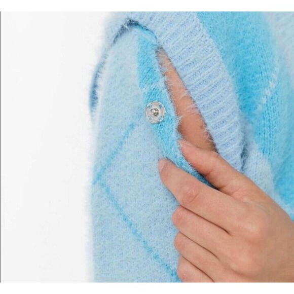 House Of Sunny Argyle Diamond Knit 2 in 1 V Neck Long Sleeve Sweater/Vest US 2 - Picture 5 of 10